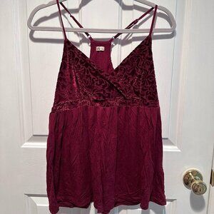 Hollister Red Velvet Tank Top Blouse Size L